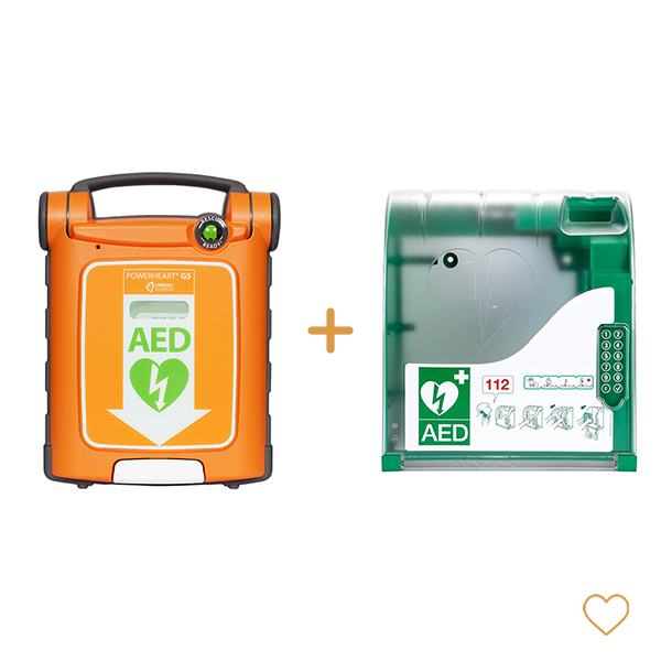 Cardiac science powerheart G5 AED halfautomaat + buitenkast met pincode