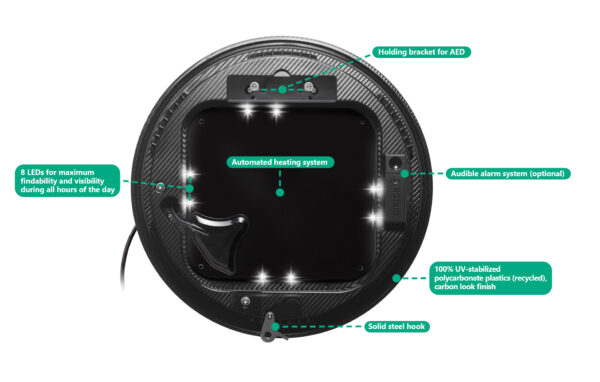 Rotaid solid plus heat led AED buitenkast open